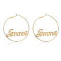 2019 new gold exaggerated earring hoops women FEMME alphabet letter yiwu market products